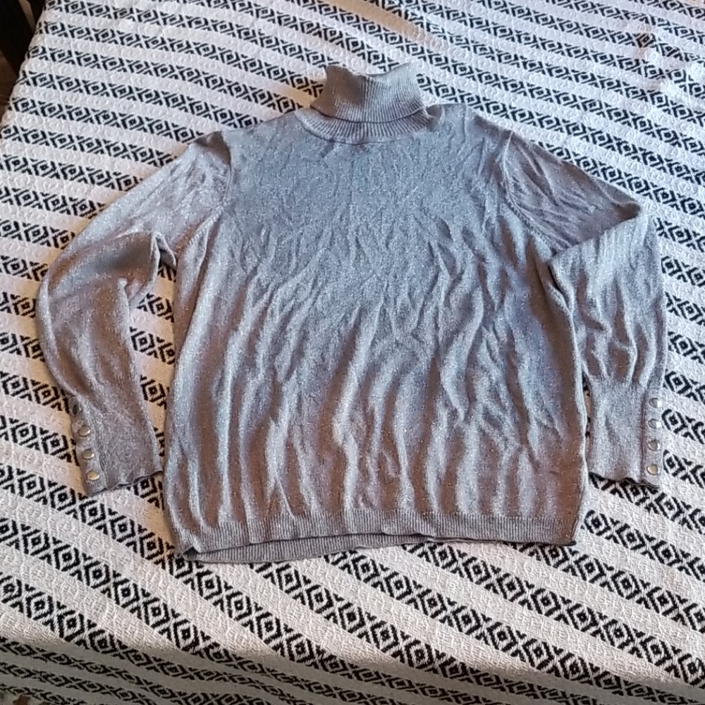 Shimmery silver turtleneck